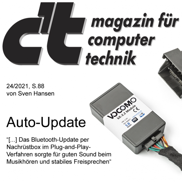 VOCOMO Bluetooth Freisprecheinrichtung mit Musikstreaming - c´t Magazin Test Review - kX-3 VW Skoda Seat V1
